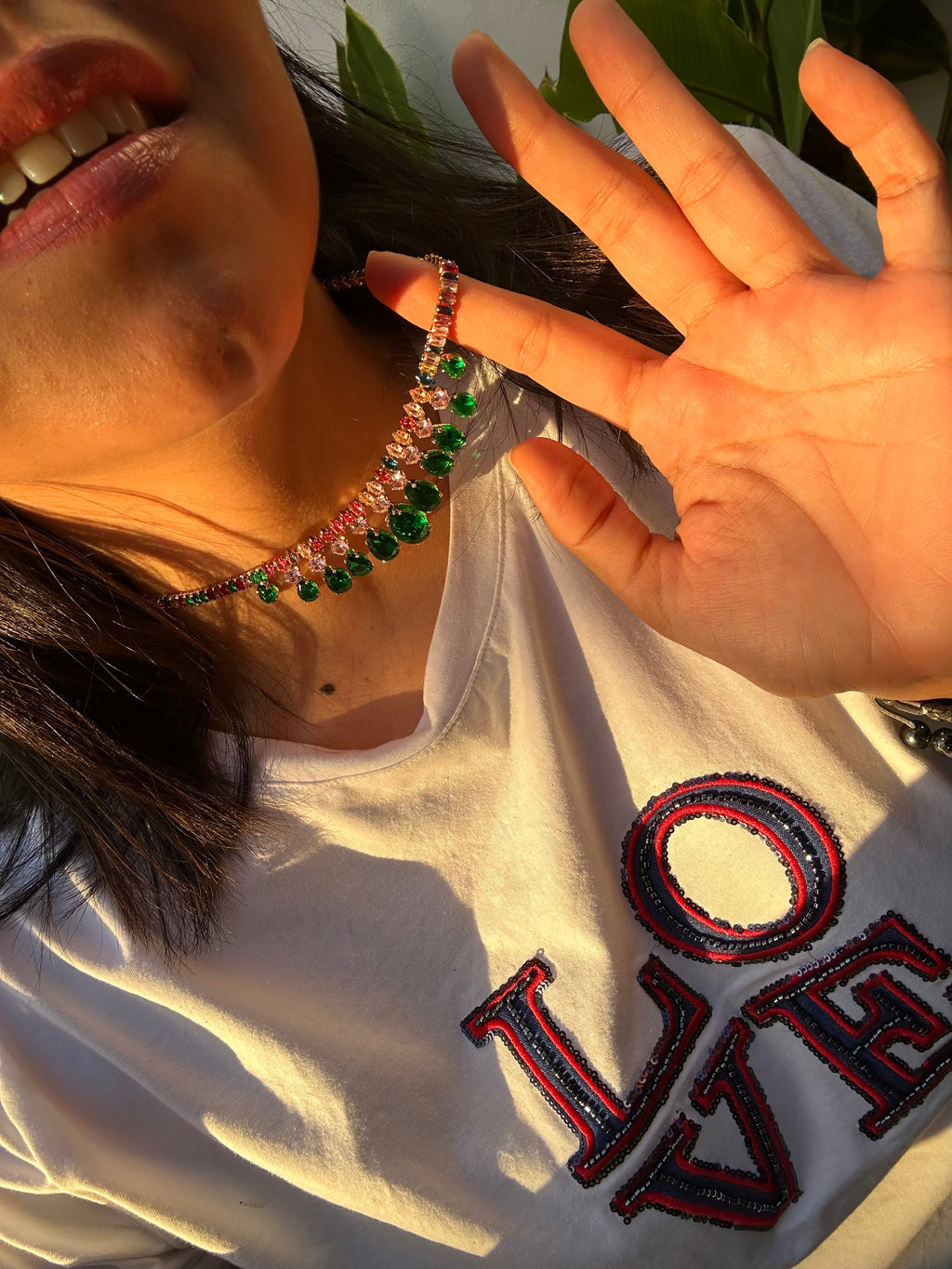 Collar Tennis con Gotas Esmeraldas