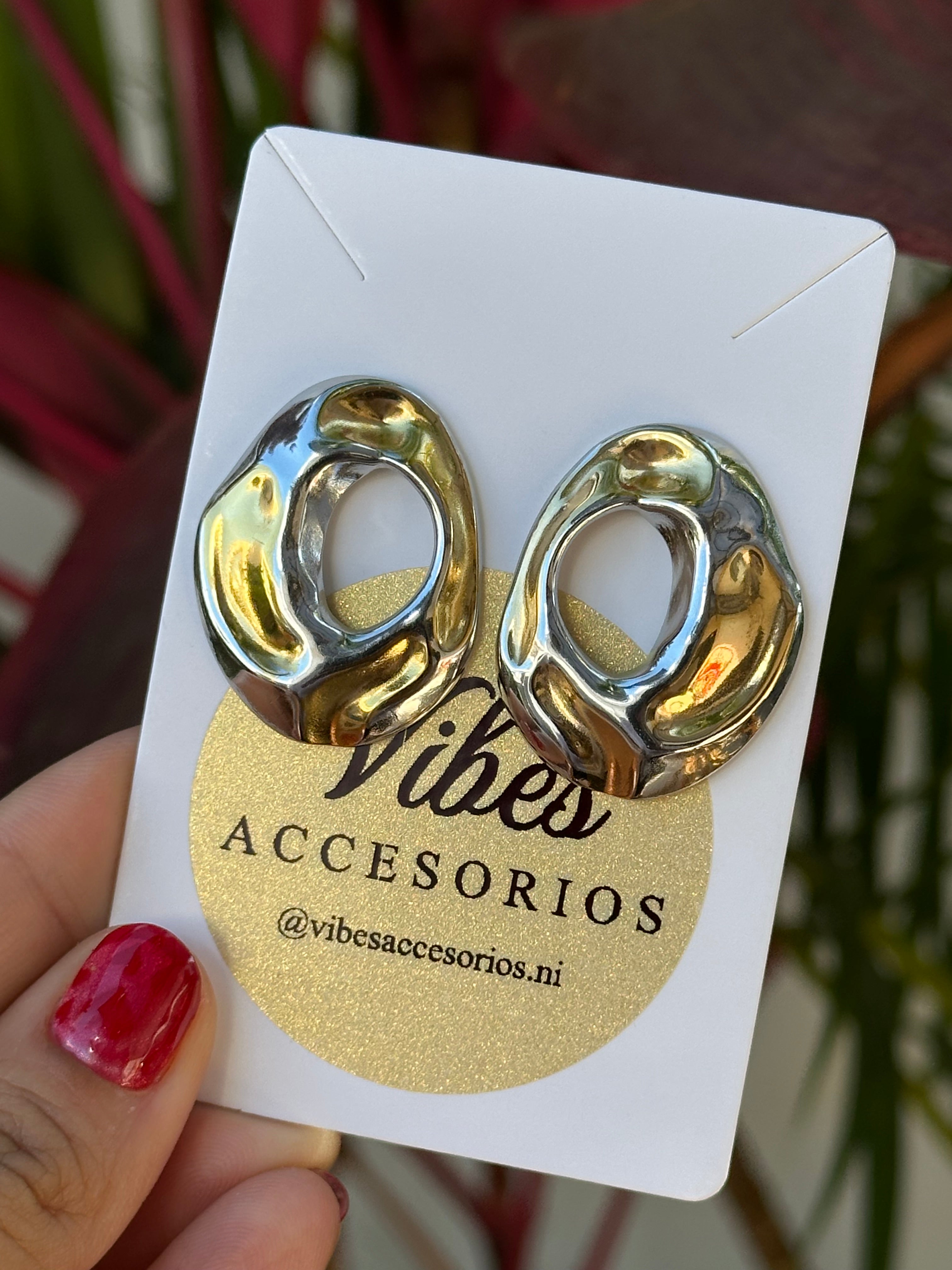 Aretes Marmoleados - Silver & Gold