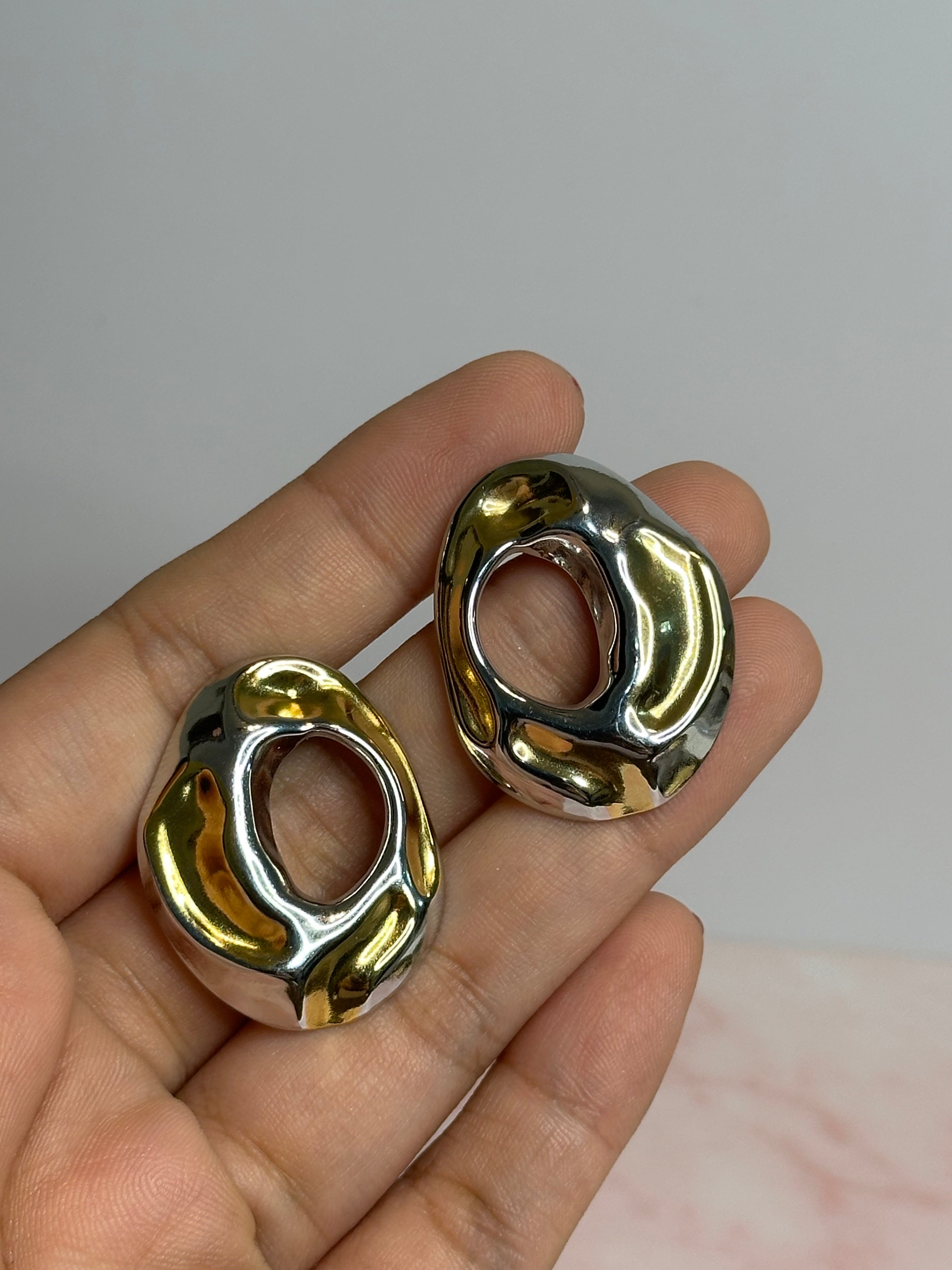 Aretes Marmoleados - Silver & Gold