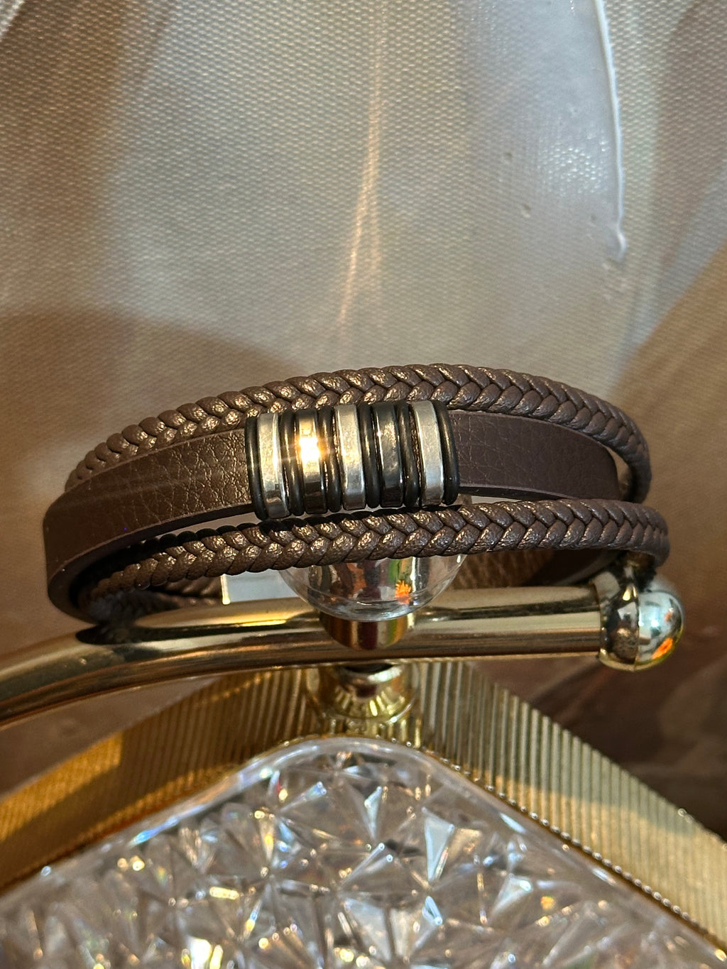 Pulsera Café & Plata - Con cierre personalizado con nombre, frase, fecha, foto o imagen 🌟
