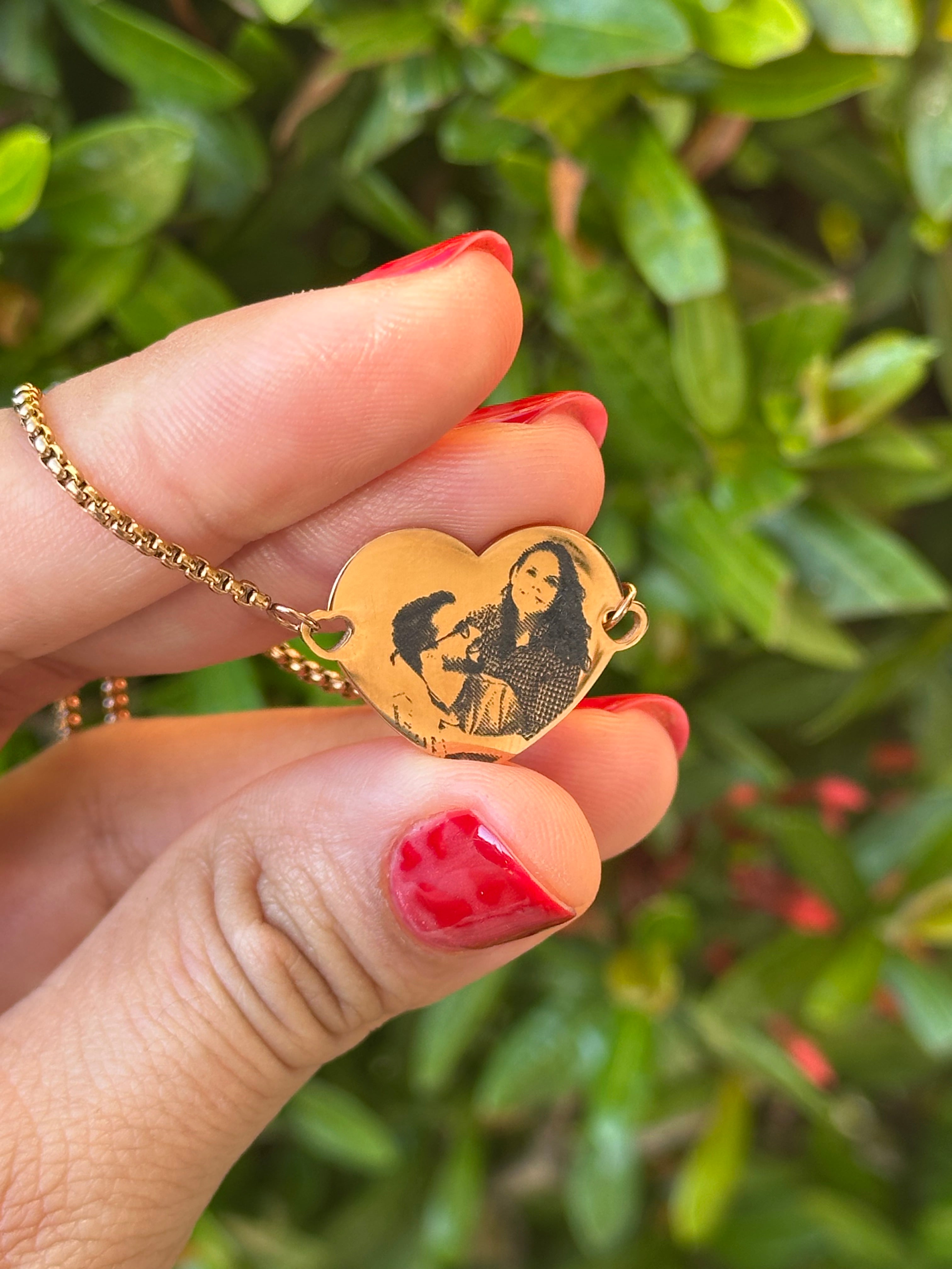 Pulsera con Dije de Corazón - Letras y/o Fotograbado
