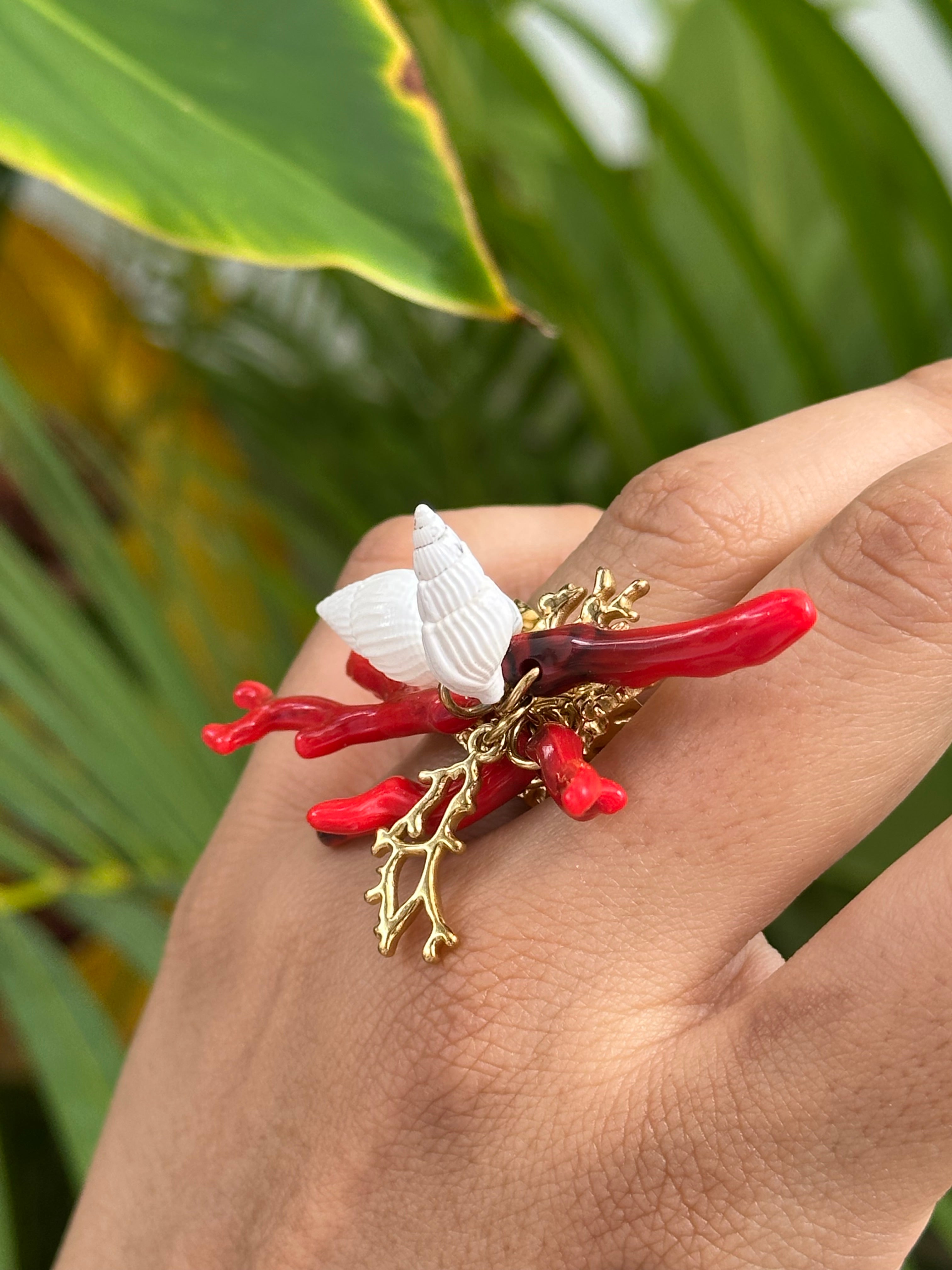 Anillo Beach Vibes - Corales y Conchitas