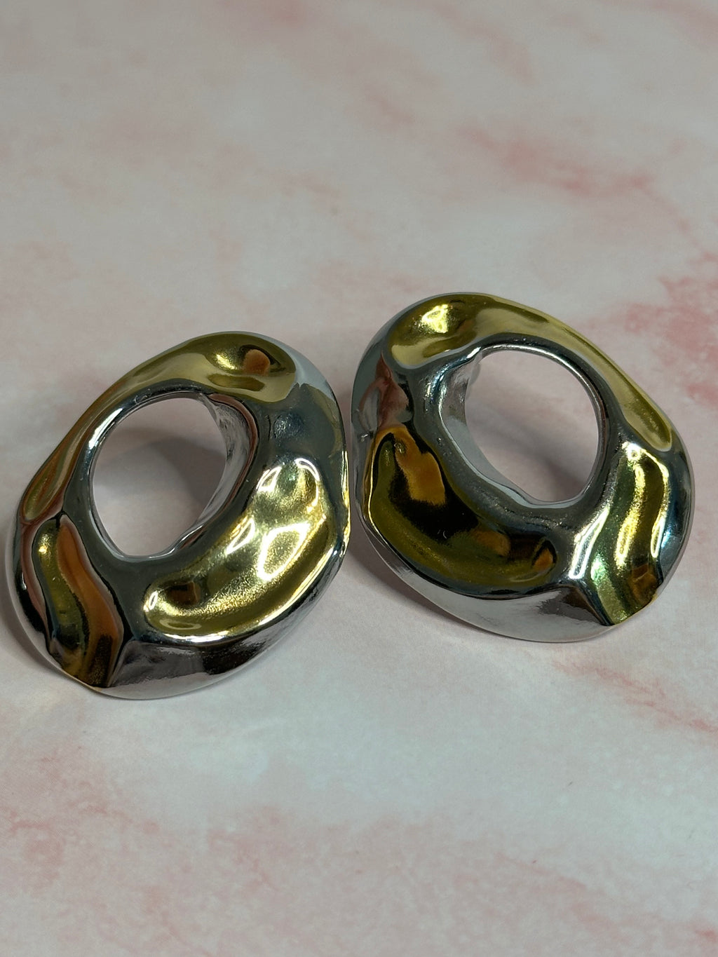 Aretes Marmoleados - Silver & Gold