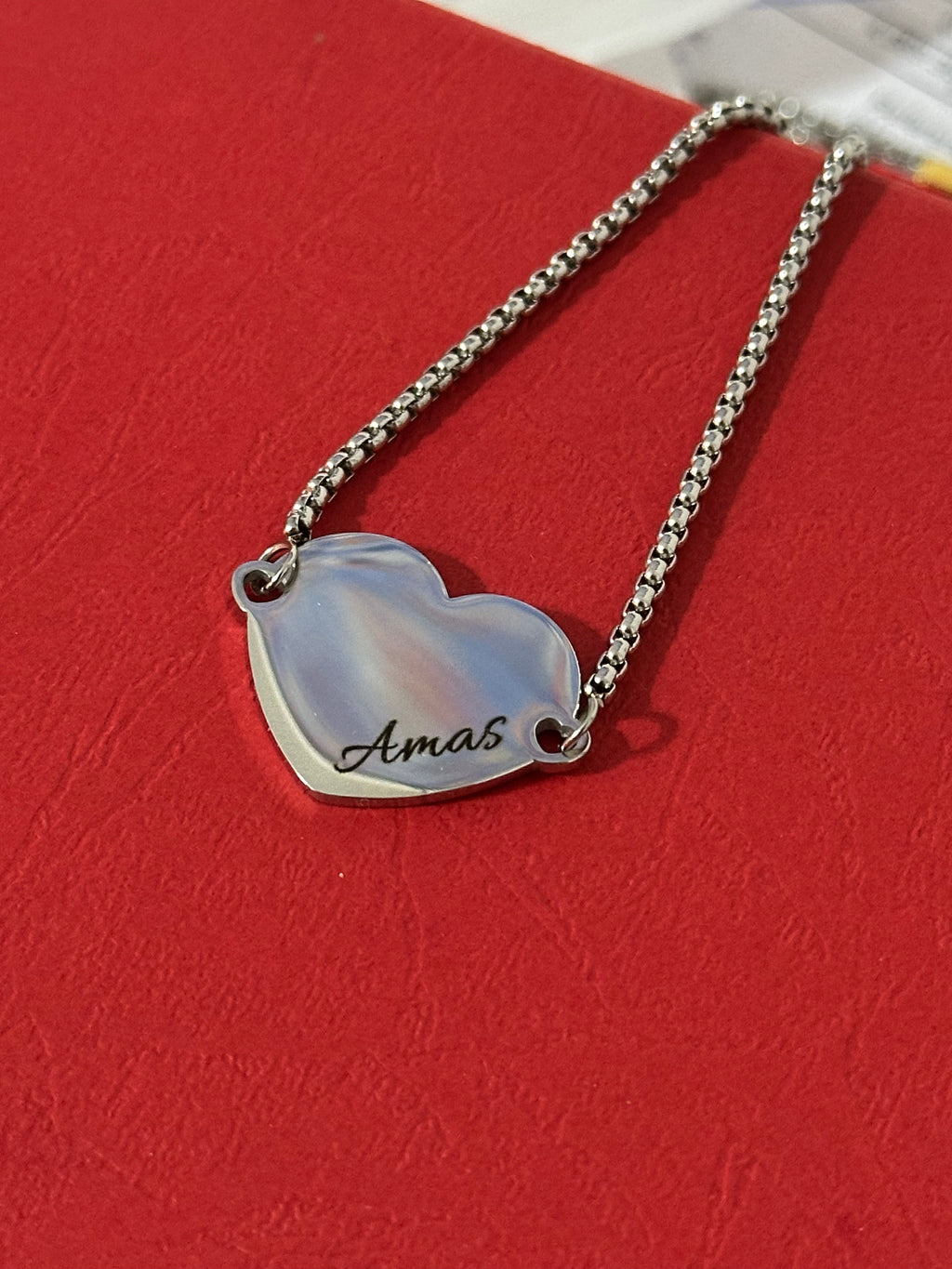 Pulsera con Dije de Corazón - Letras y/o Fotograbado
