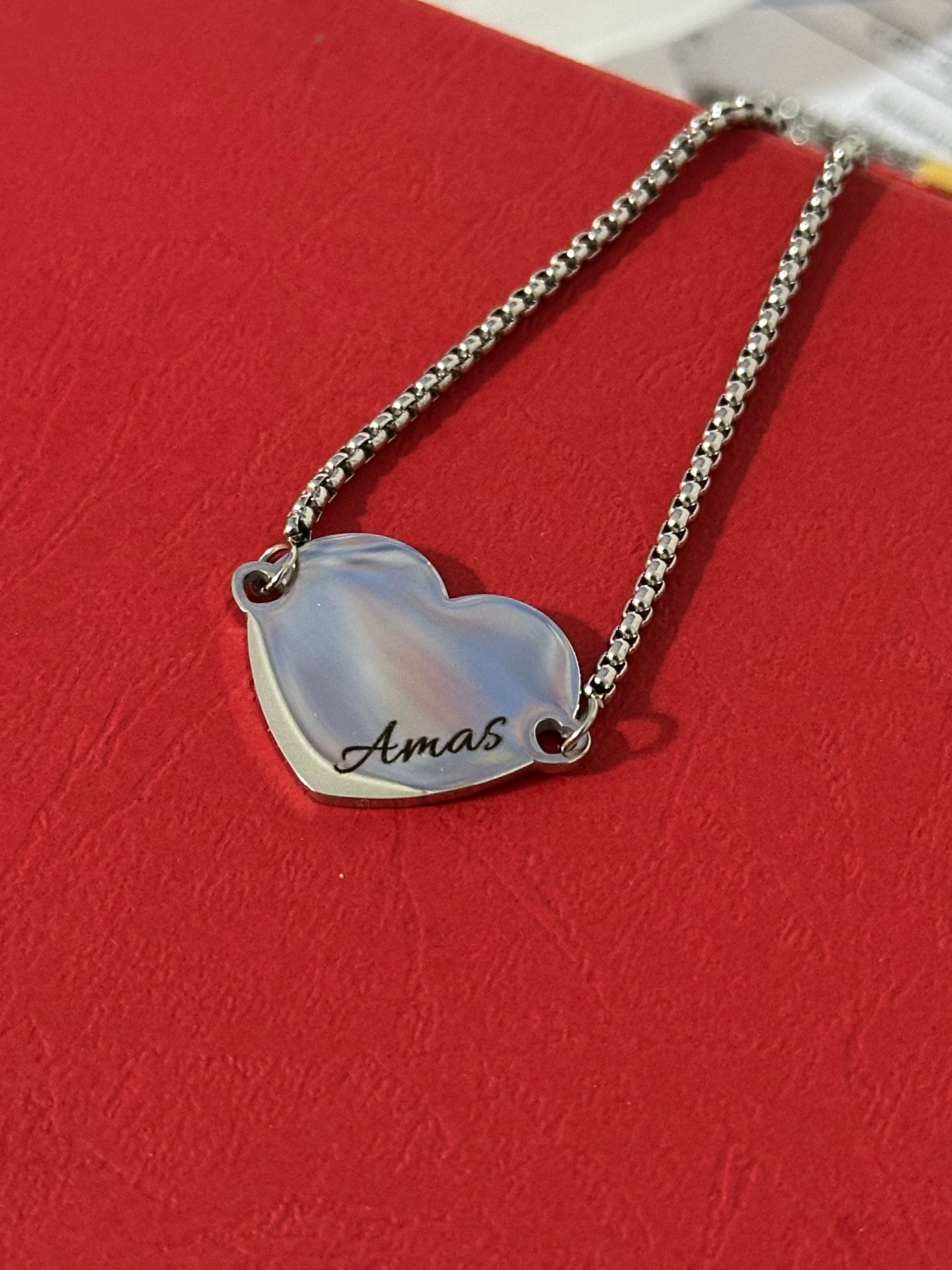 Pulsera con Dije de Corazón - Letras y/o Fotograbado