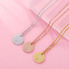 Hermoso Collar con Colgante Circular y Circonia - Letras y/o Fotograbado