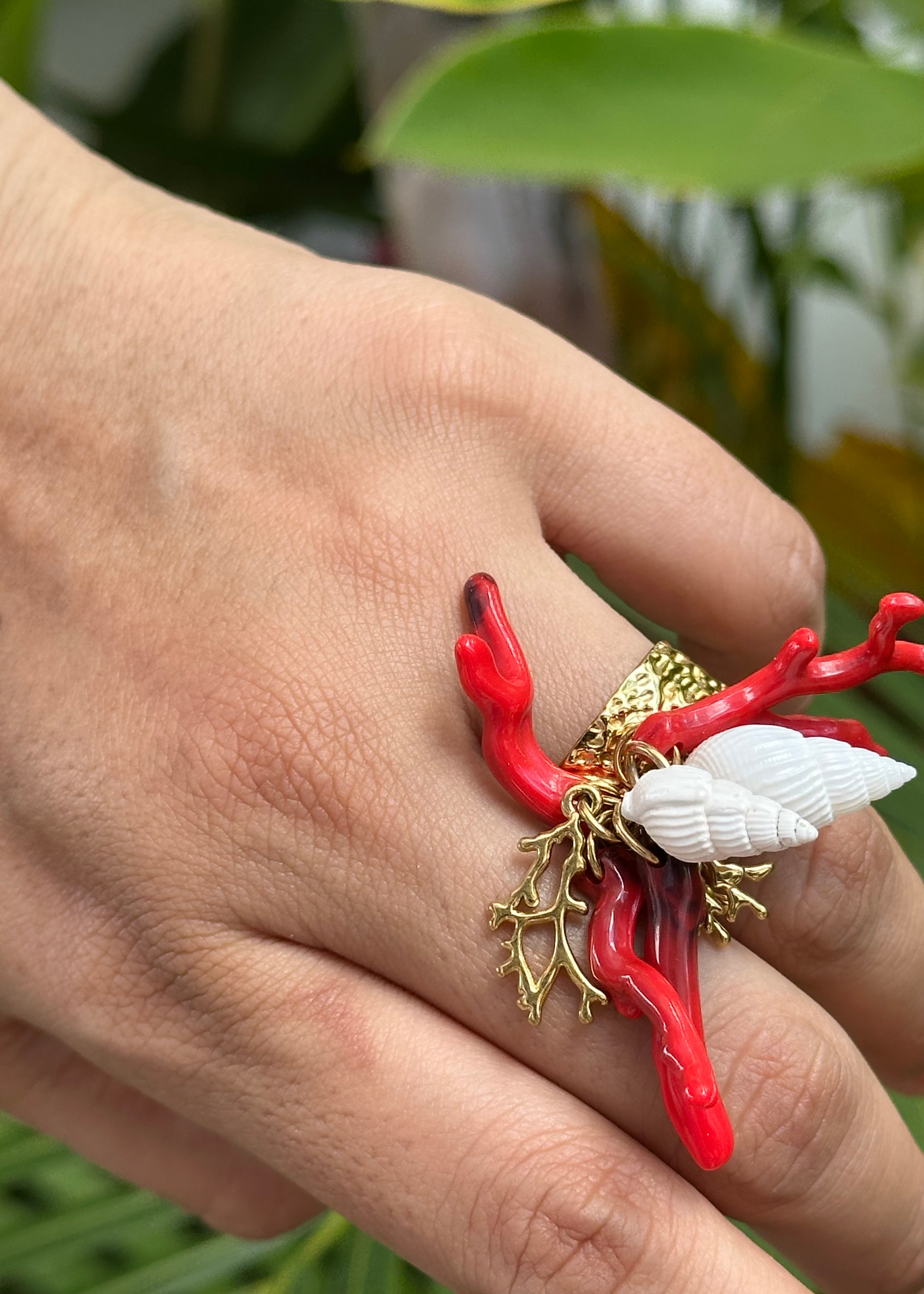 Anillo Beach Vibes - Corales y Conchitas