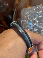 Pulsera cuero y malla metálica - Placa y cierre personalizado con nombre, frase, fecha o imagen 🌟