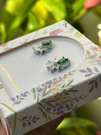 Aretes Básicos con Cristal Verde