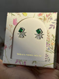 Aretes Básicos con Cristal Verde
