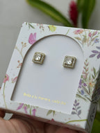Aretes Esencial - Cuadrado con Circonias Blancas