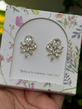 Aretes Flor Circonia Blanca