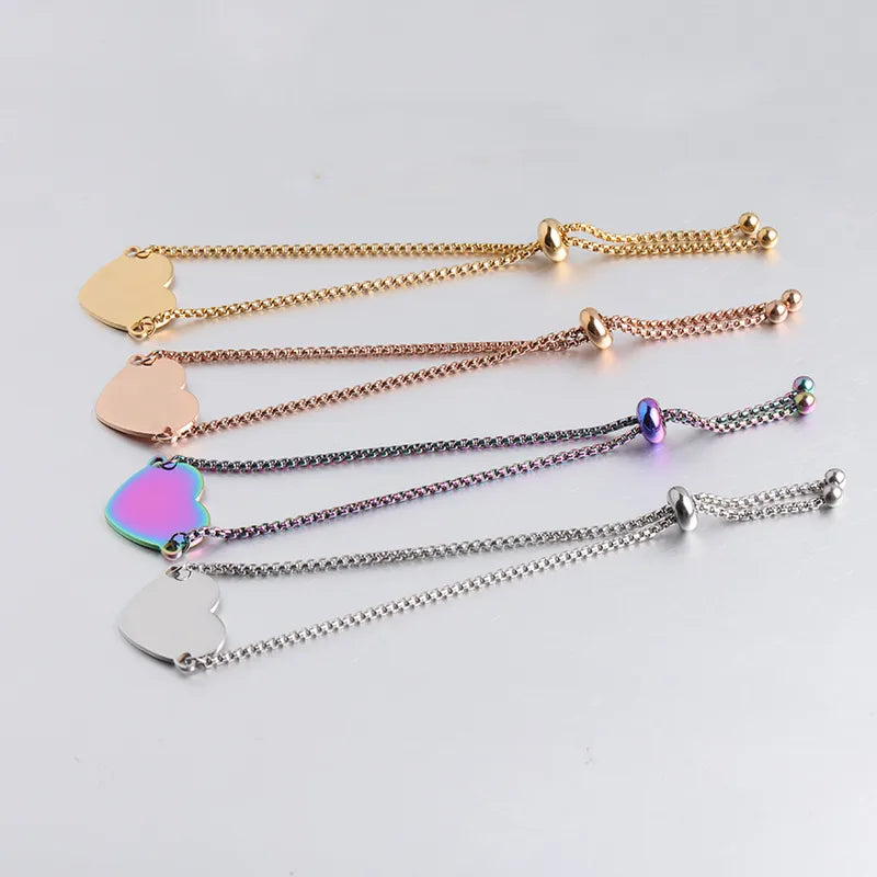 Pulsera con Dije de Corazón - Letras y/o Fotograbado