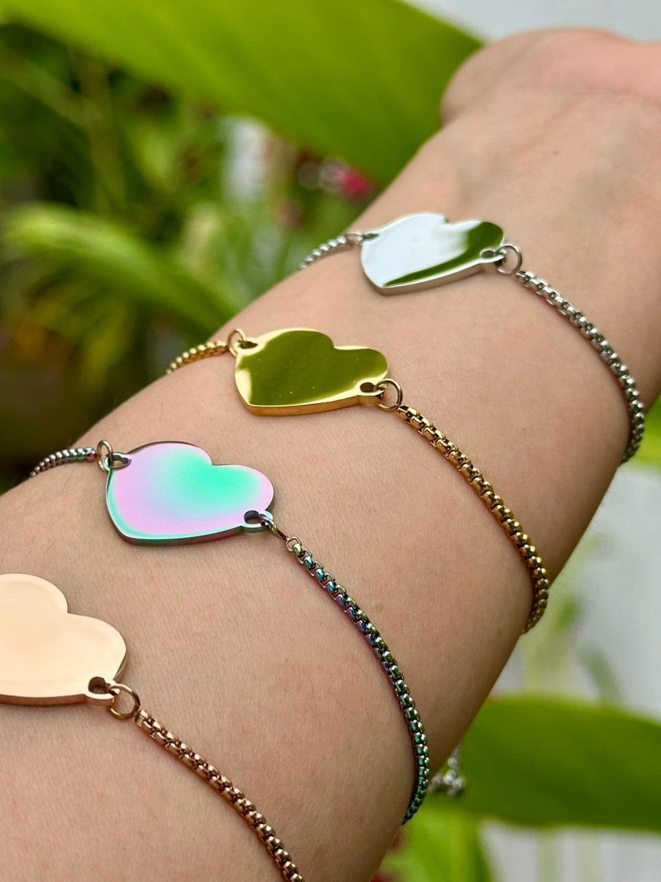 Pulsera con Dije de Corazón - Letras y/o Fotograbado